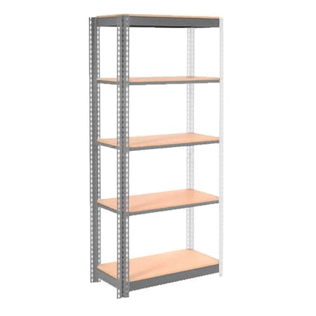 Global Industrial 5 Shelf, Boltless Shelving, Add On, 48inW x 24inD x 84inH, Wood Deck B3152829